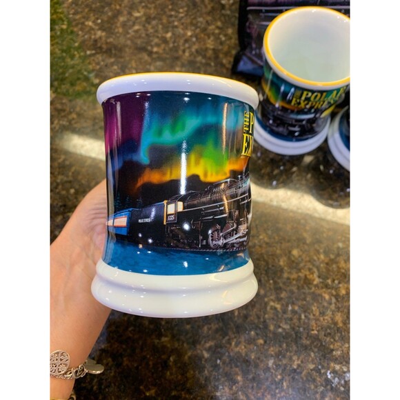Polar Express Mugs (4) with Matching Bag NEW - Picture 5 of 6